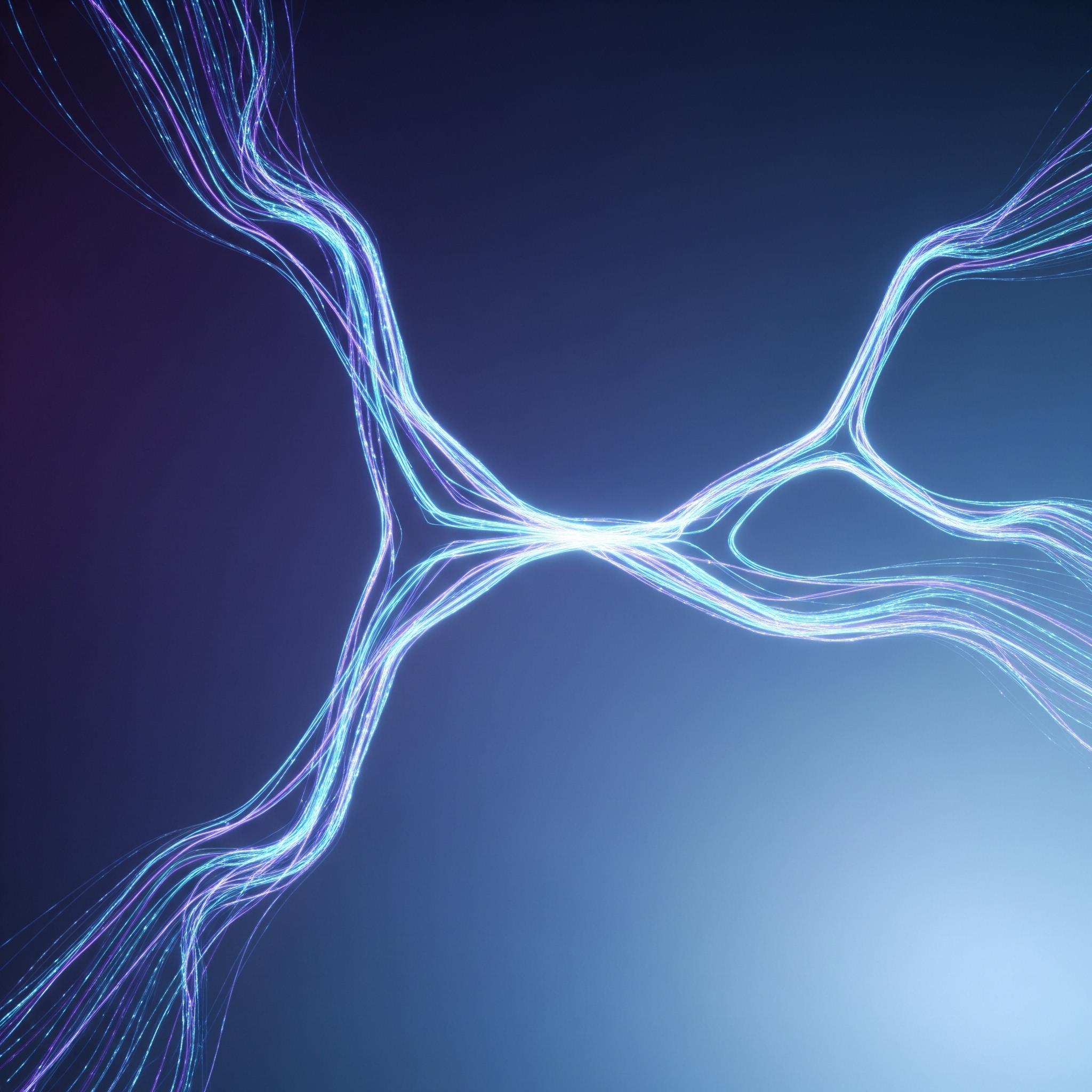 Abstract flowing streams of light branching intelligently, representing modern data orchestration with a tool like Prefect.