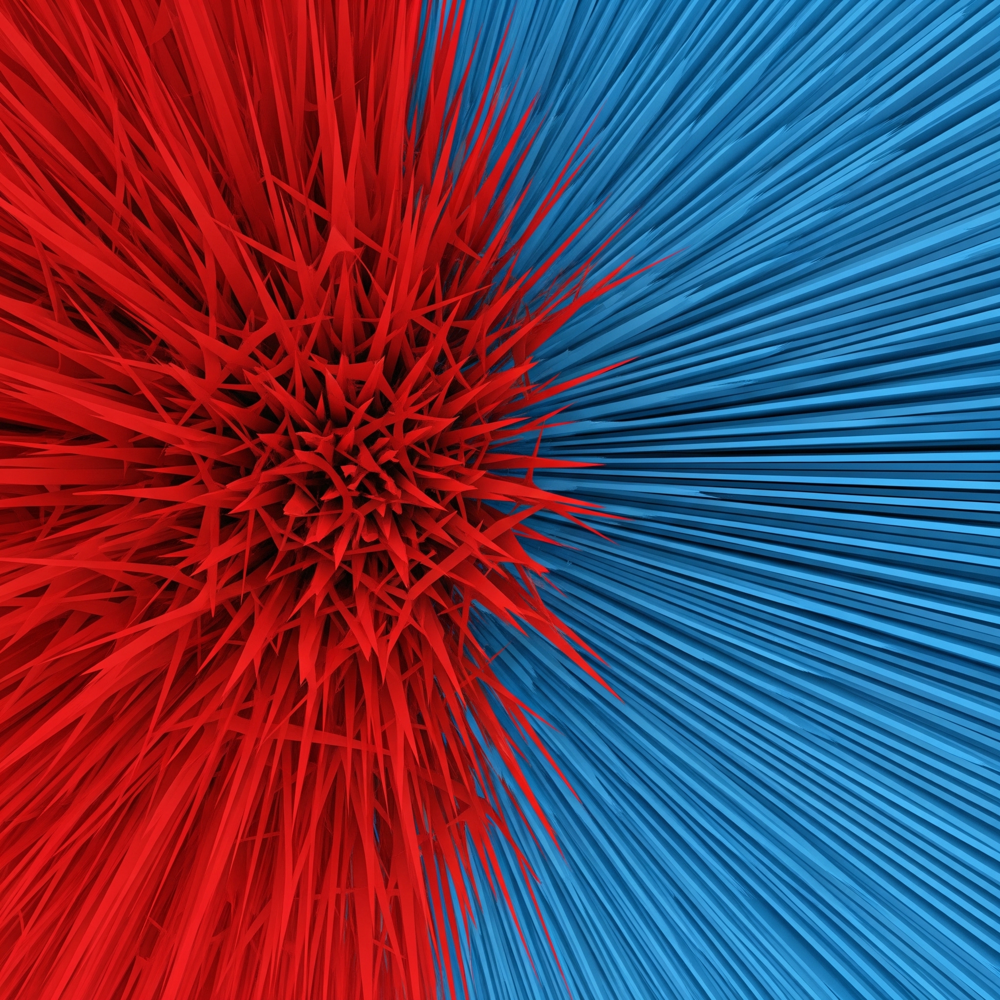 An abstract visual contrast between chaotic red spikes and smooth blue lines, symbolizing a predictable cloud budget.